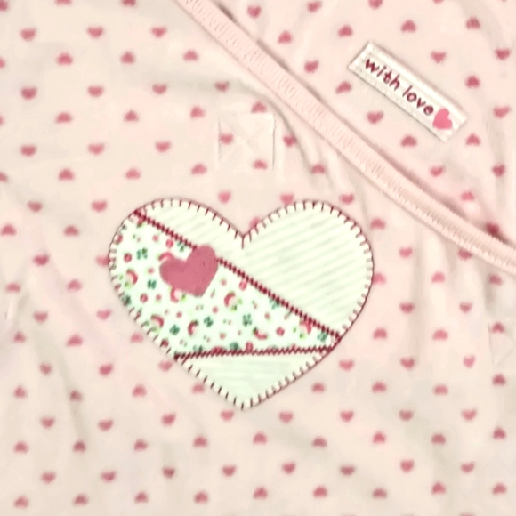 NWT 0-9M Baby Girl Sleep-sack Pink Heart Carter’s 💕 Fuzz-Free Fleece with love - Picture 3 of 3